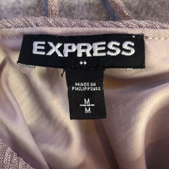 Express Pale Pink Shiny Cami, Women’s M, Metallic Spaghetti Strap New Years Eve - Picture 7 of 12